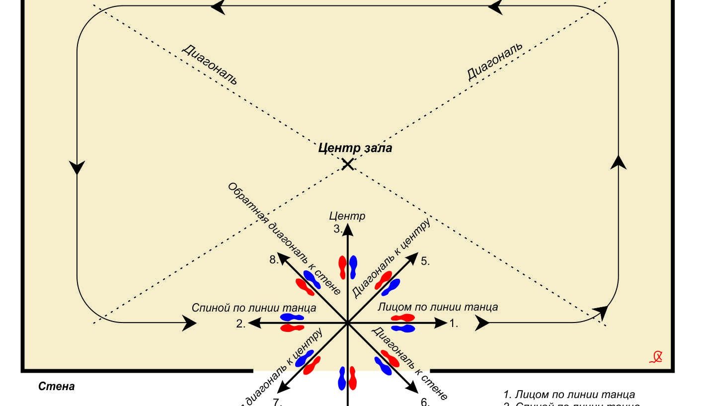 Основные направления движения в танцевальном зале